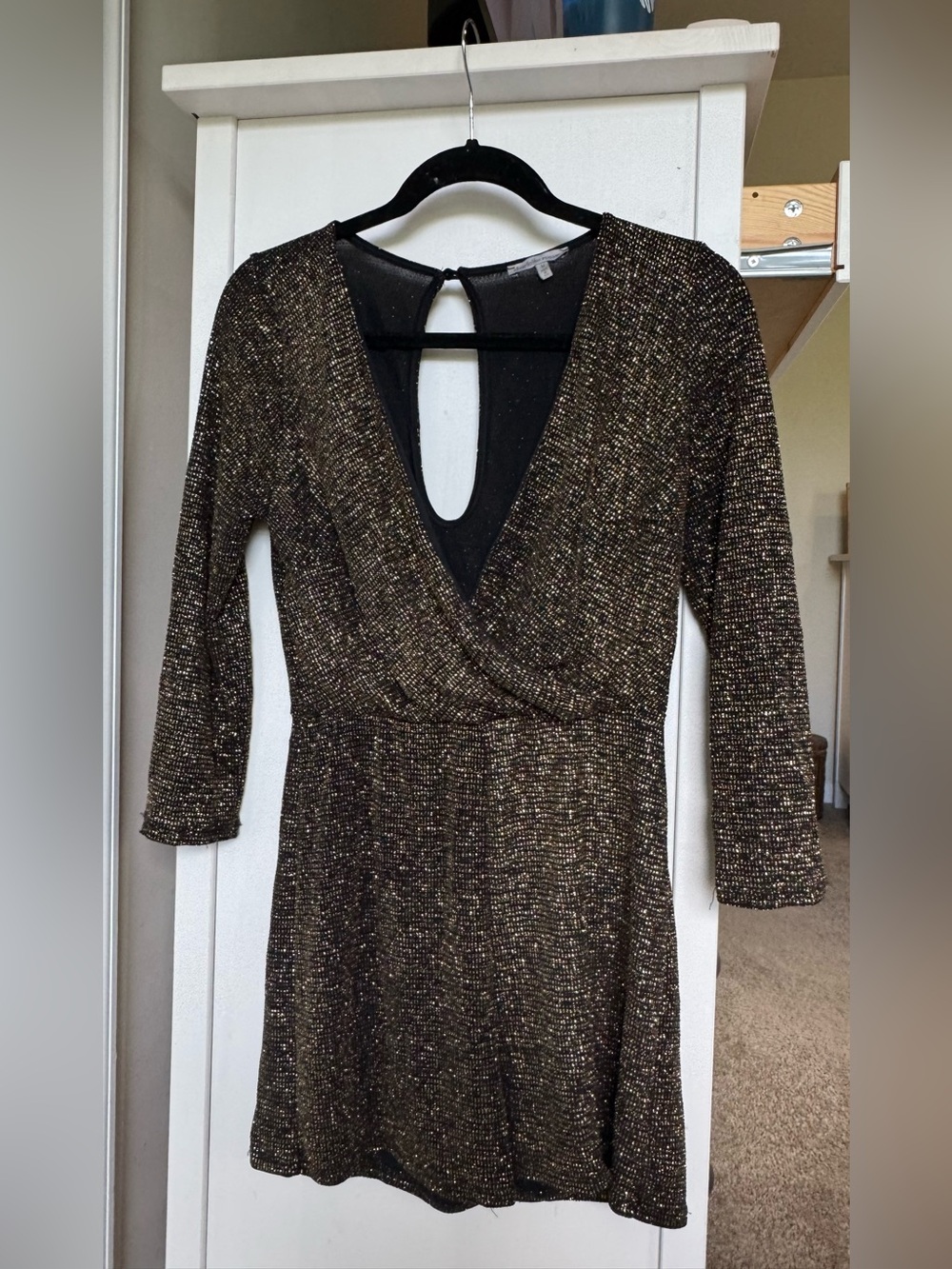 Sparkling Gold and Black V-Neck Romper